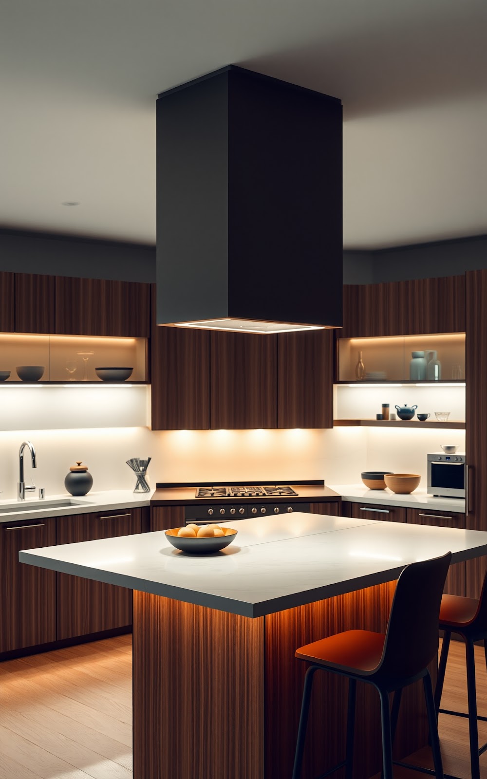 Under cabinet lighting on kitchen island