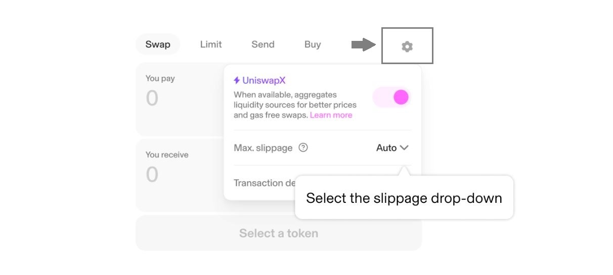 Adjusting slippage on Uniswap