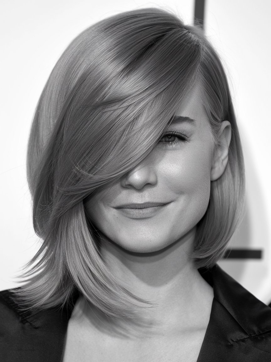 43. Side-Parted Graduated Lob for a Sleek, Structured Look