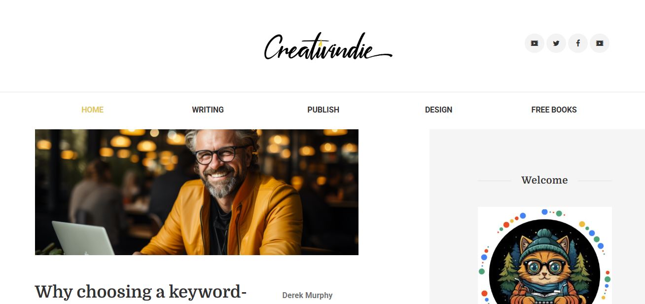 Top 10 best self-published author websites, Author website examples, Best nonfiction author websites, Derek Murphy website dashboard. 