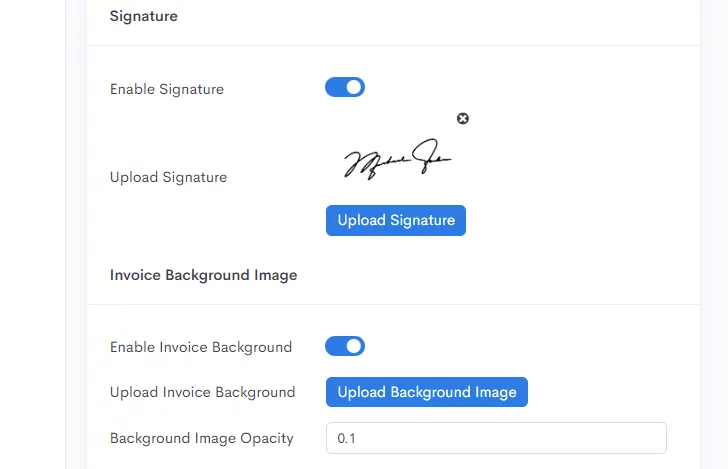 Uploading Signature & Enabling Background Image