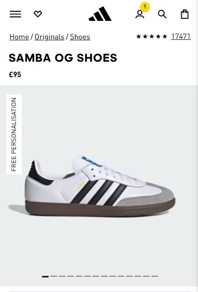 Geotargeting example of Adidas UK