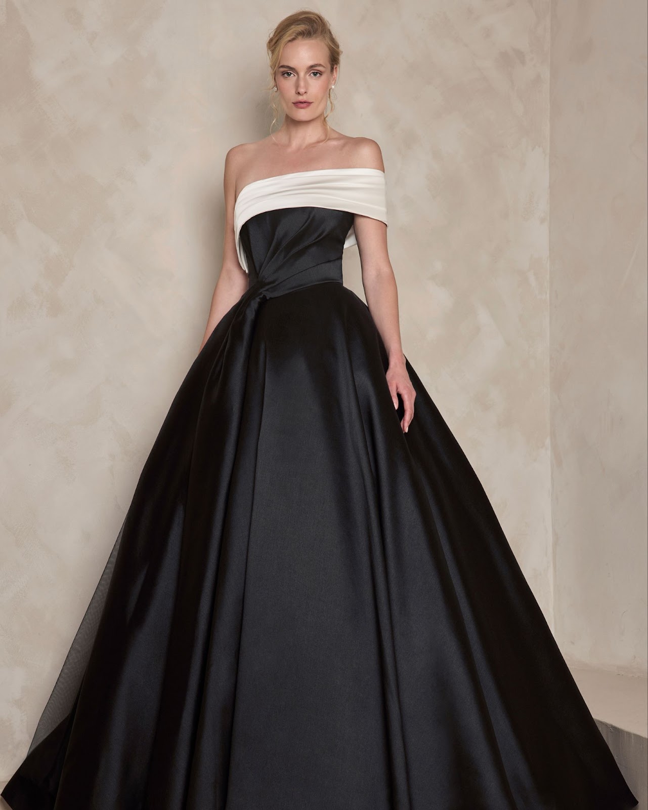 Black and White Wedding Dress with Ball Gown Silhouette