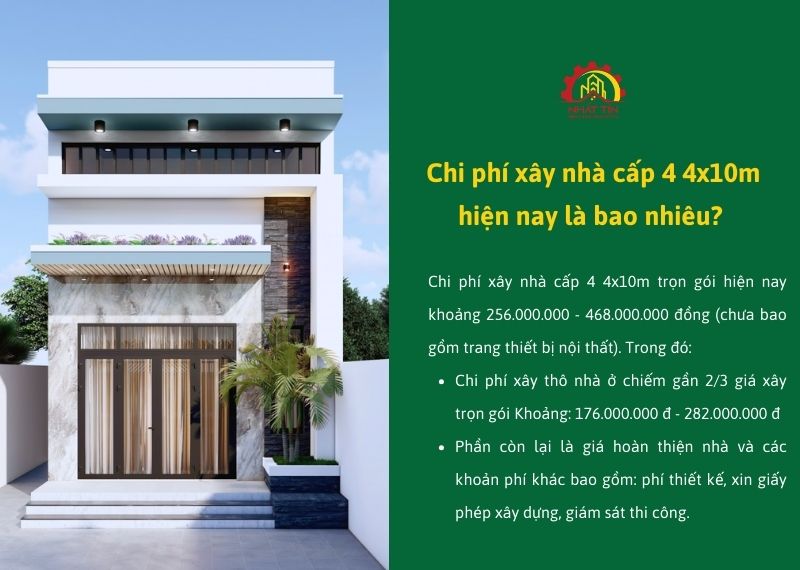 Chi phí xây nhà cấp 4 4x10m hiện nay là bao nhiêu Xây dựng Nhất Tín