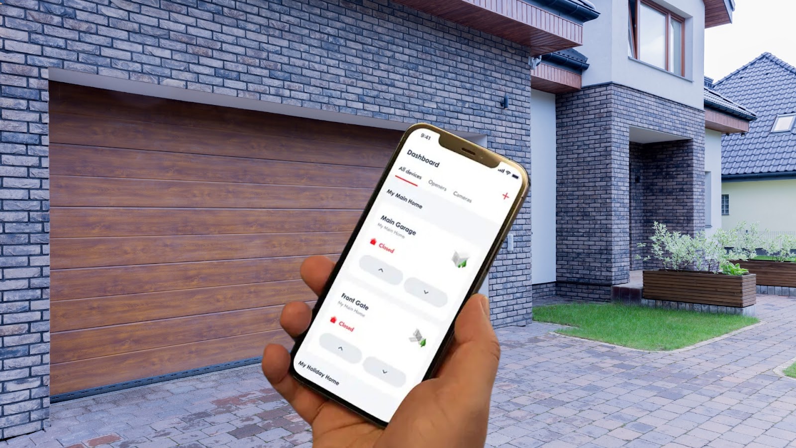 Modern smart garage systems interface shown on mobile device