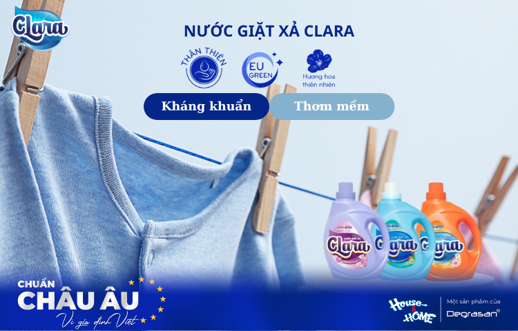 Nước giặt xả Clara không chỉ làm sạch sâu mà còn lưu hương thơm bền lâu