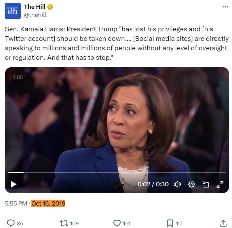 Outdated Video of Harris Referring to Donald Trump, Not Elon Musk