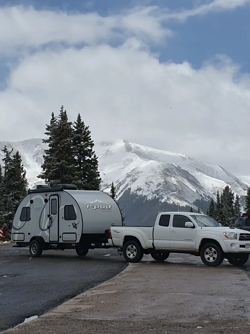 Travel trailer in Colorado mountains