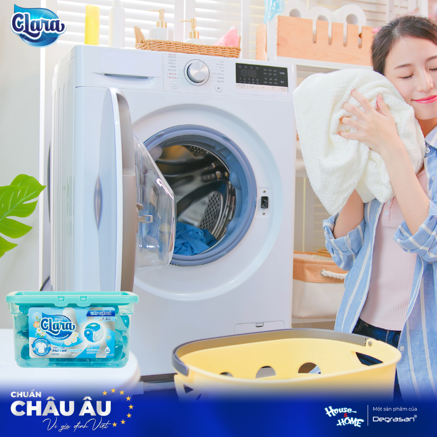 Áo quần mềm mại và bền màu khi dùng Viên giặt xả Clara