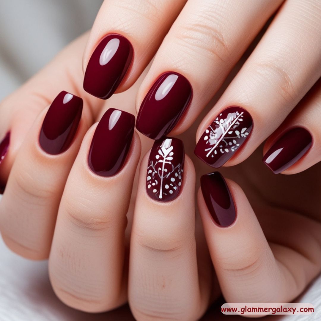 Red Winter Nail Designs having Wine-Colored Shade
