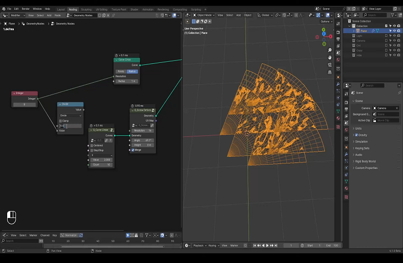 Blender 3D modeling interface with a flower-shaped object