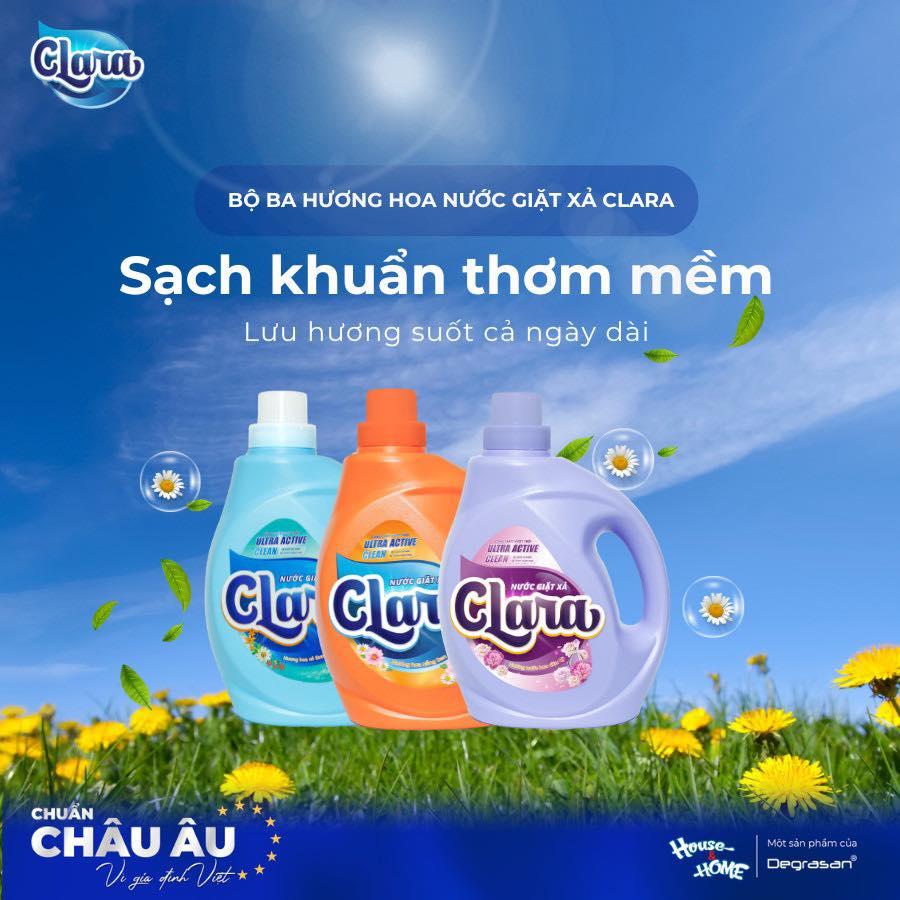 Bộ 3 sản phẩm Nước giặt xả Clara Châu Âu với hương thơm ngọt ngào ấn tượng