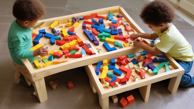 Color sorting activity with blocks