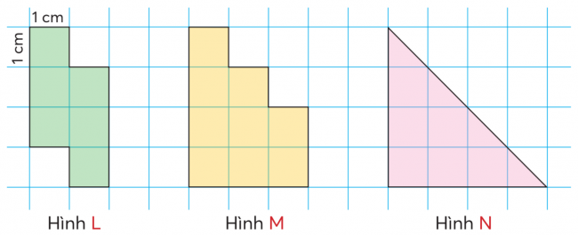 BÀI 32.XĂNG-TI-MÉT VUÔNGTHỰC HÀNHBài 1: Viết các số đo diện tích. Mẫu: Năm xăng-ti-mét vuông: 5 cm2.a) Mười bảy xăng-ti-mét vuông.b) Một trăm tám mươi tư xăng-ti-mét vuông.c) Sáu trăm chín mươi lăm xăng-ti-mét vuông.Đáp án chuẩn:a) 17 cm2b) 184 cm2c) 695 cm2Bài 2: Viết và đọc các số đo diện tích mỗi hình A, B, C (theo mẫu).Đáp án chuẩn:Hình A có diện tích 6 cm2 ( sáu xăng-ti-mét vuông )Hình B có diện tích 8 cm2  (tám xăng-ti-mét vuông )Hình C có diện tích 12 cm2  ( mười hai xăng-ti-mét vuông ) LUYỆN TẬP