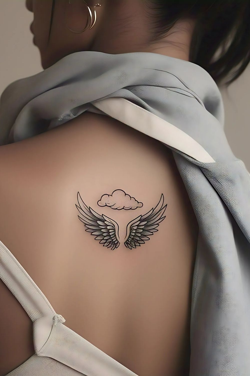 Cloud Tattoo with Angel Wings Back