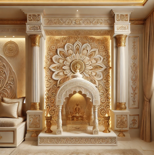 Discover a fusion of style and spirituality with modern puja room design.