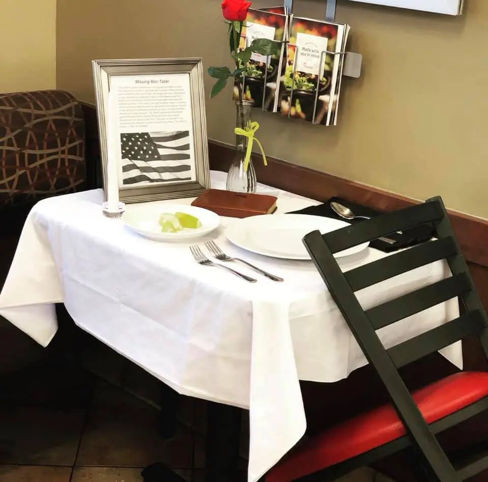 Chick-fil-A honors dead soldiers on Memorial Day using the "Missing Man Tables."