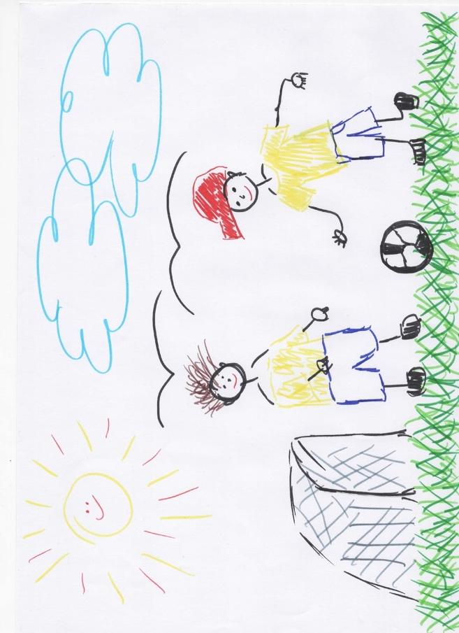 A drawing of kids playing football

Description automatically generated