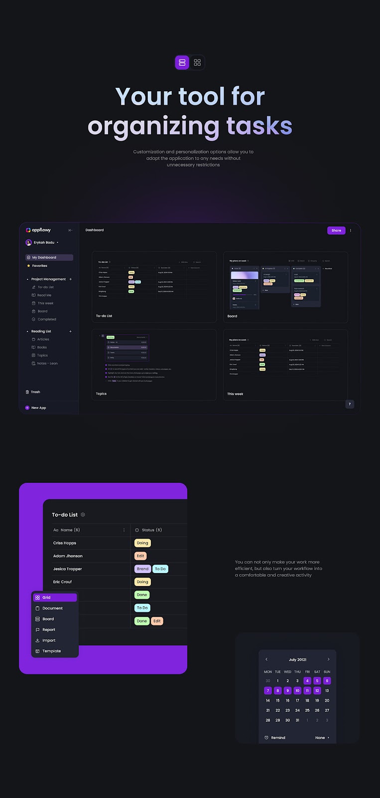 SAAS admin panel ux dashboard software Project Management Board CRM uı aı