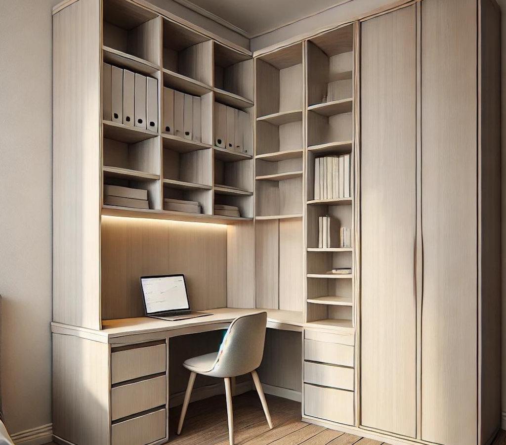 Corner Wardrobe with Study Table