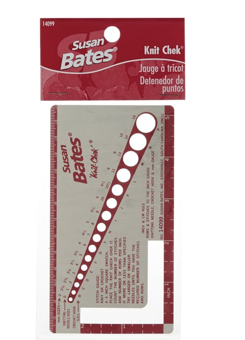 Knitting Needle Gauge Ruler