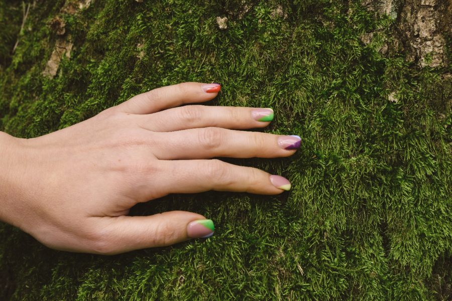 Rainbow French tips turn classic French nail tip design into a vibrant, playful statement.