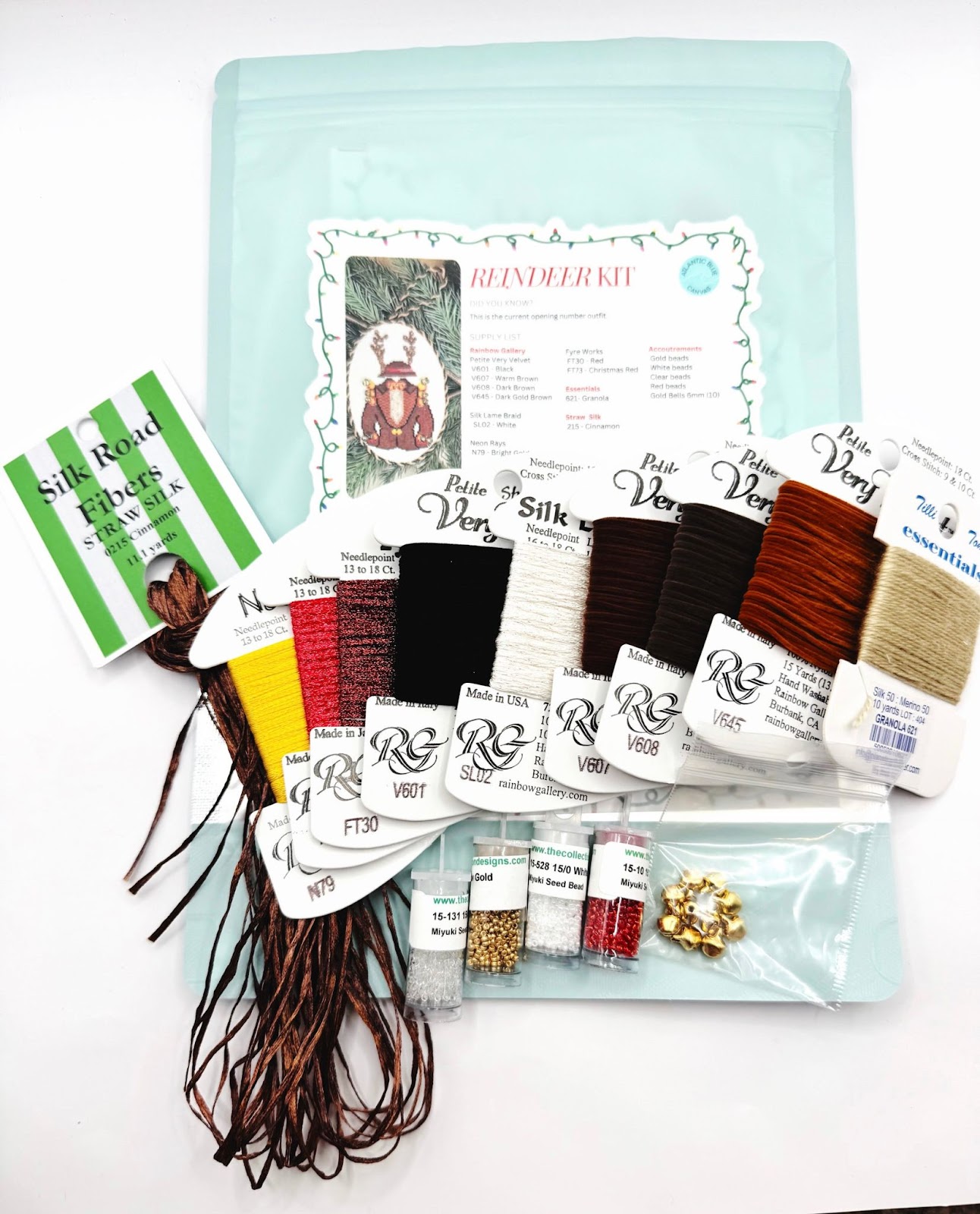 beginner needlepoint kit - design titled the reindeer outfit