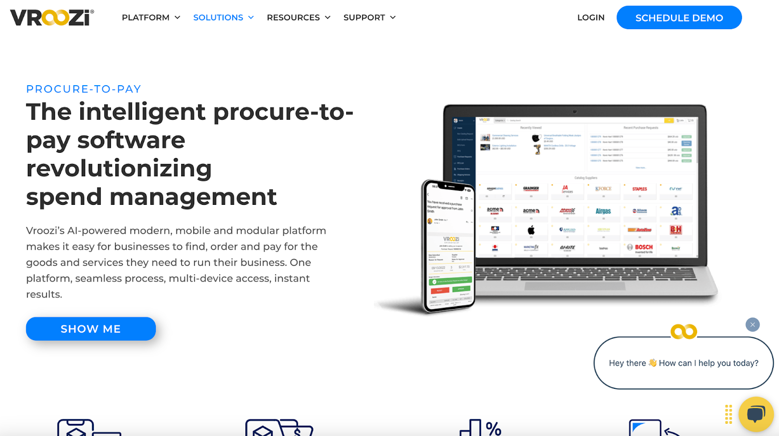 Vroozi landing page