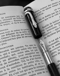 Pen resting between pages of book