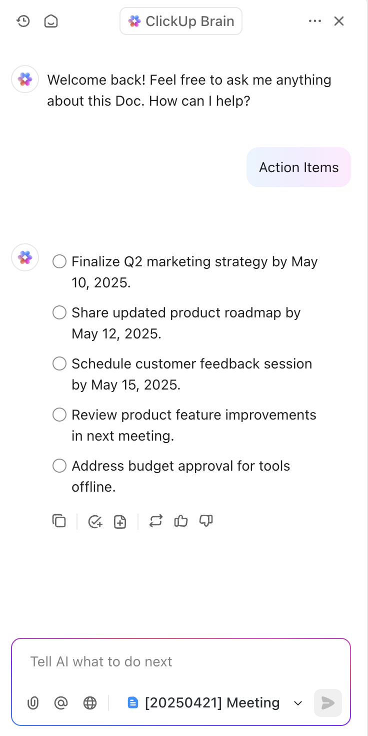 ClickUp AI for seamless insights from meetings