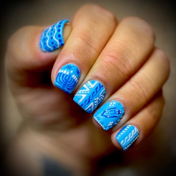 Hanukkah Nail Designs - Hanukkah-Themed Sweater Nails