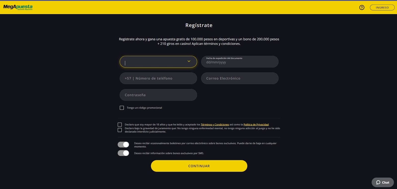 Megapeusta registro