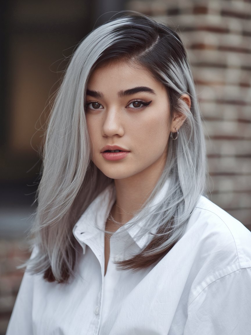 25. Silver Lob with Dark Roots