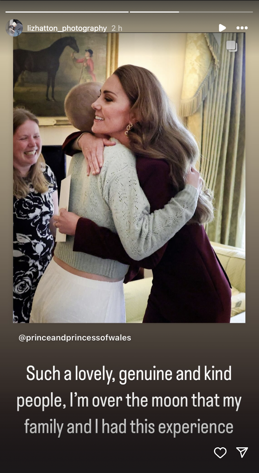 Liz Hatton speaks after her meeting with Princess Catherine Middleton and Prince William on her Instagram stories on October 2, 2024 | Source: Instagram.com/stories/lizhatton_photography/