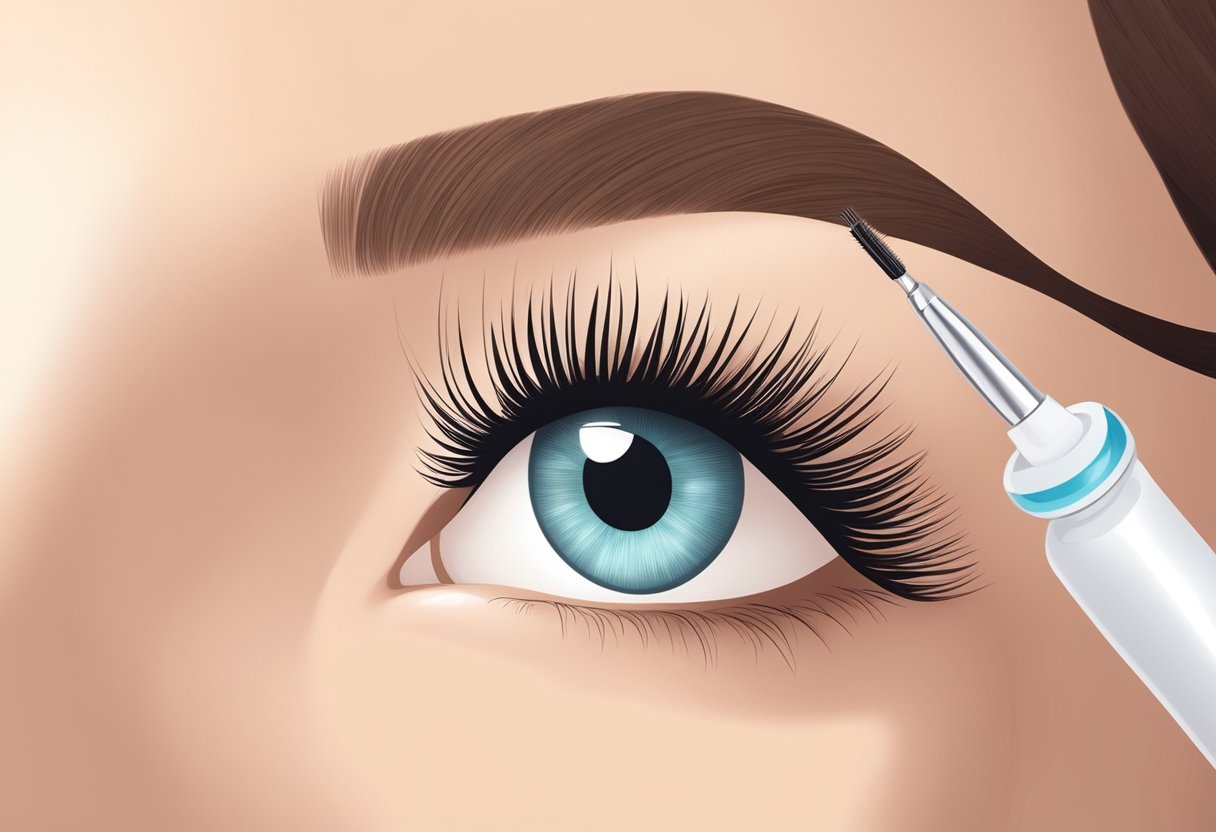 An expert applying eyelash extensions to a client in a clean and well-lit salon setting, using sterile tools and following safe application techniques