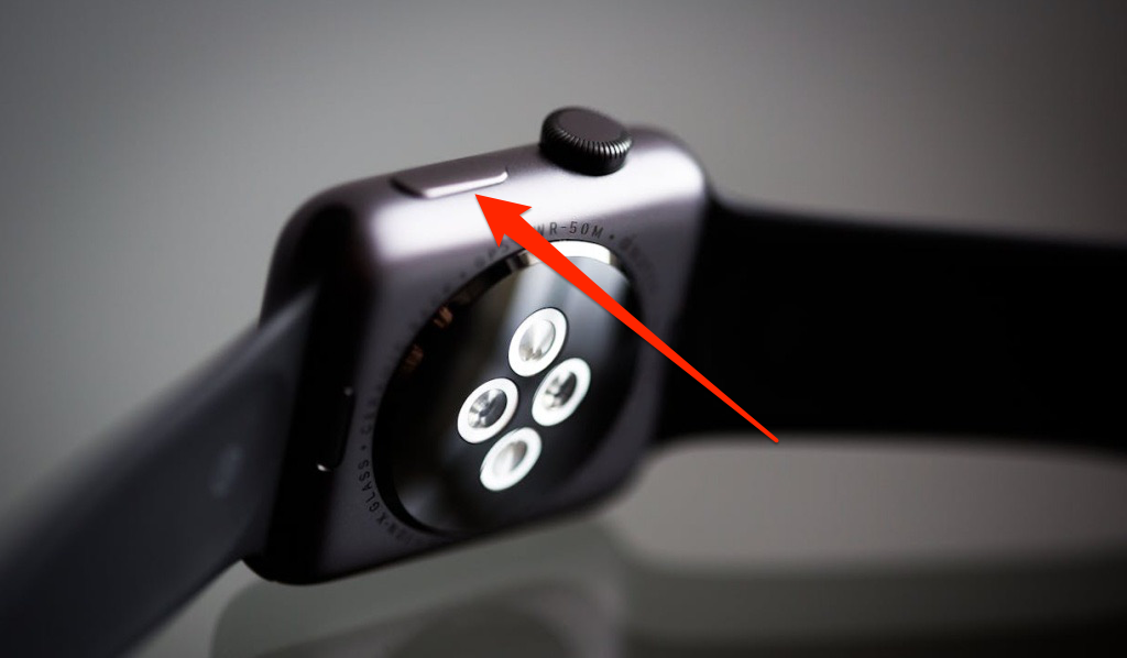 An Apple Watch's Side button