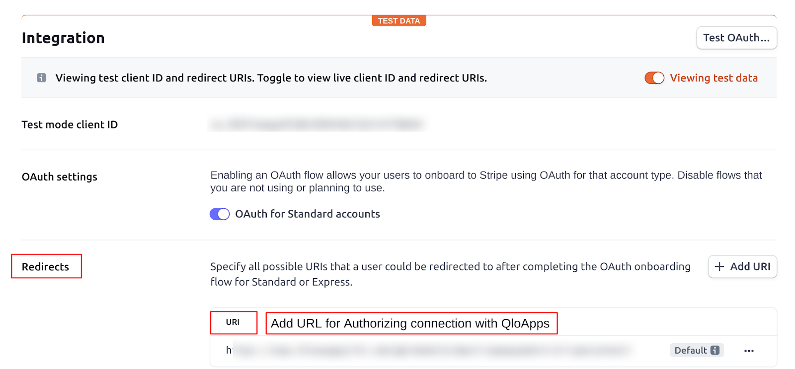 Redirect URL option in stripe
