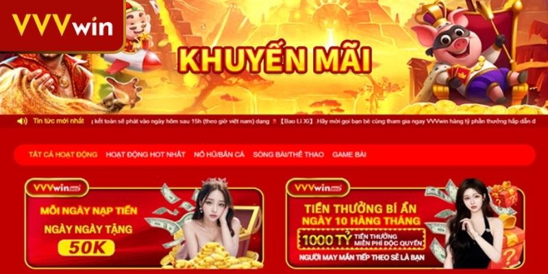 Khuyến Mãi VVVWIN - Cơ Hội Vàng Cùng Nhiều Ưu Đãi Hấp Dẫn