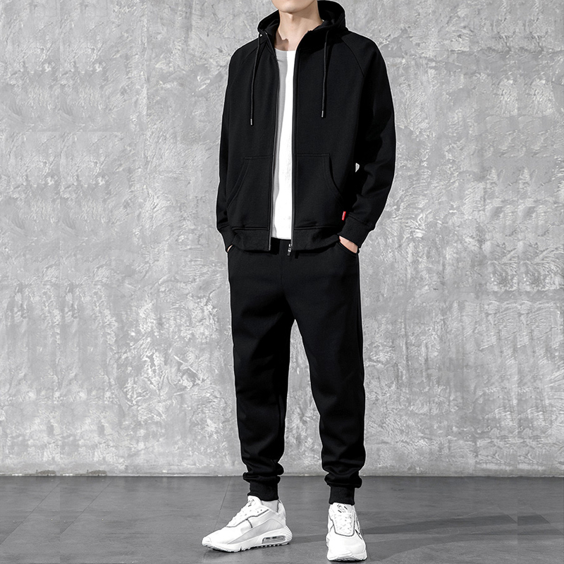 Cheap custom 2 piece set sweatsuit jogger sportswear cotton tracksuit men