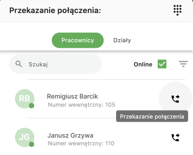 Ringostat Smart Phone, Przekazanie połączenia