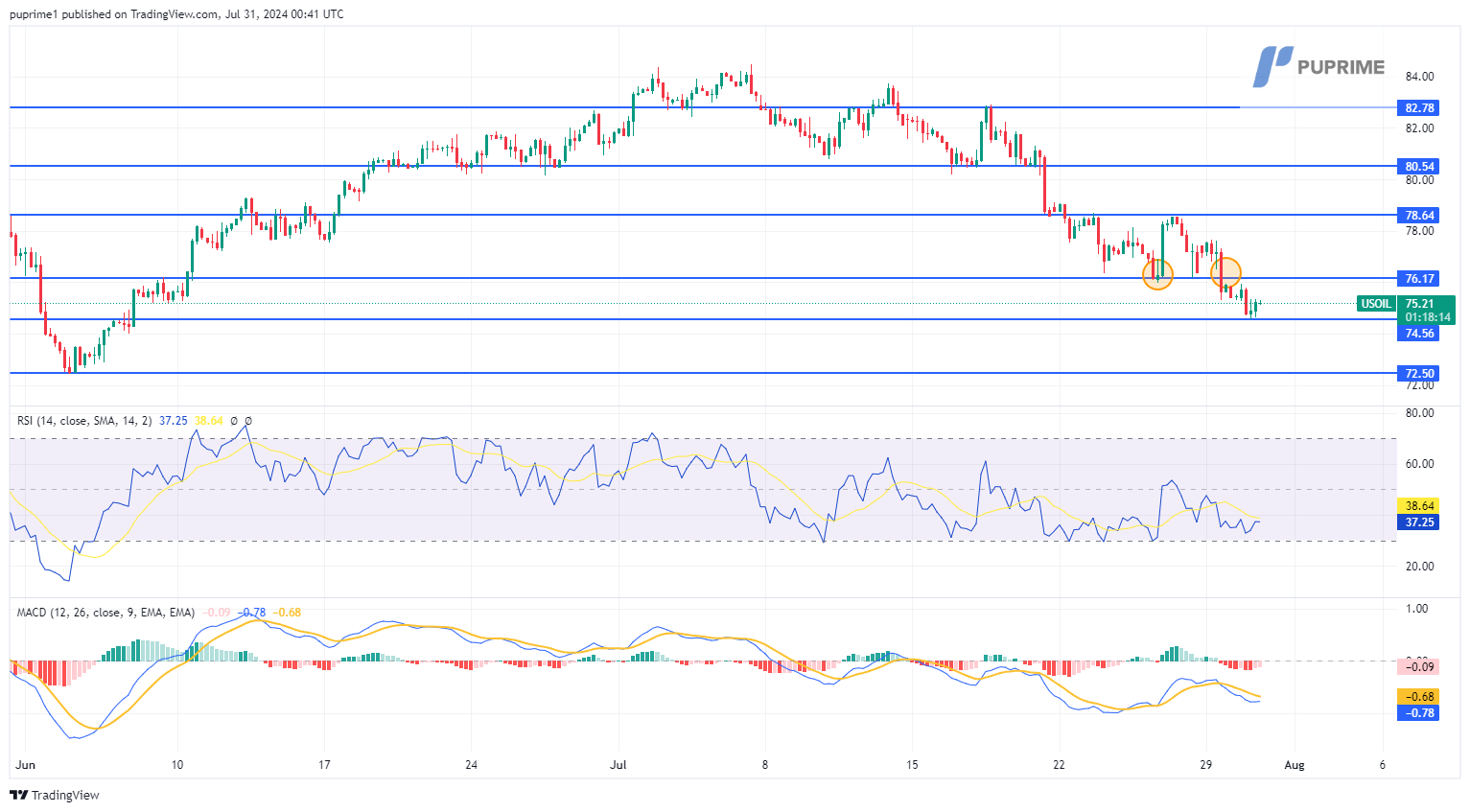 crude oil price chart 31 July 2024