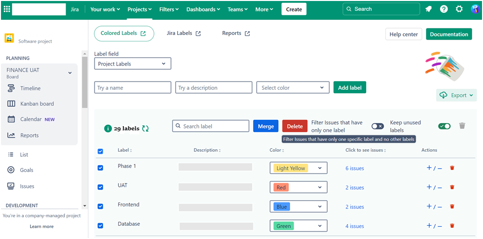 Jira Manage labels