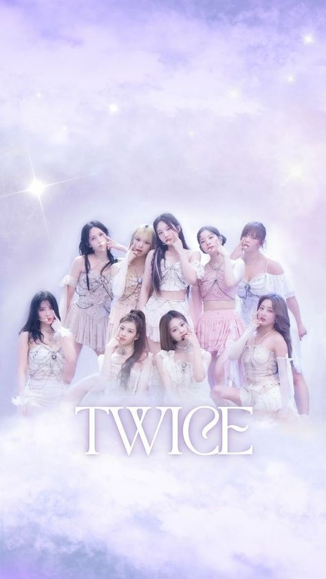 This contains an image of TWICE group members