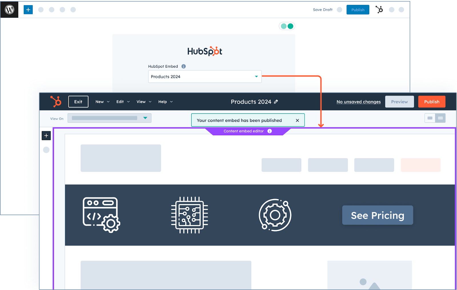 HubSpot Content Hub feature: embedding videos, forms, and social media posts into your website or landing pages.