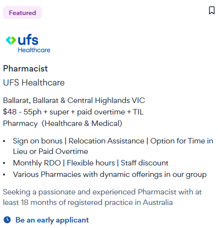 UFS Healthcare Vacancy as a pharmacist