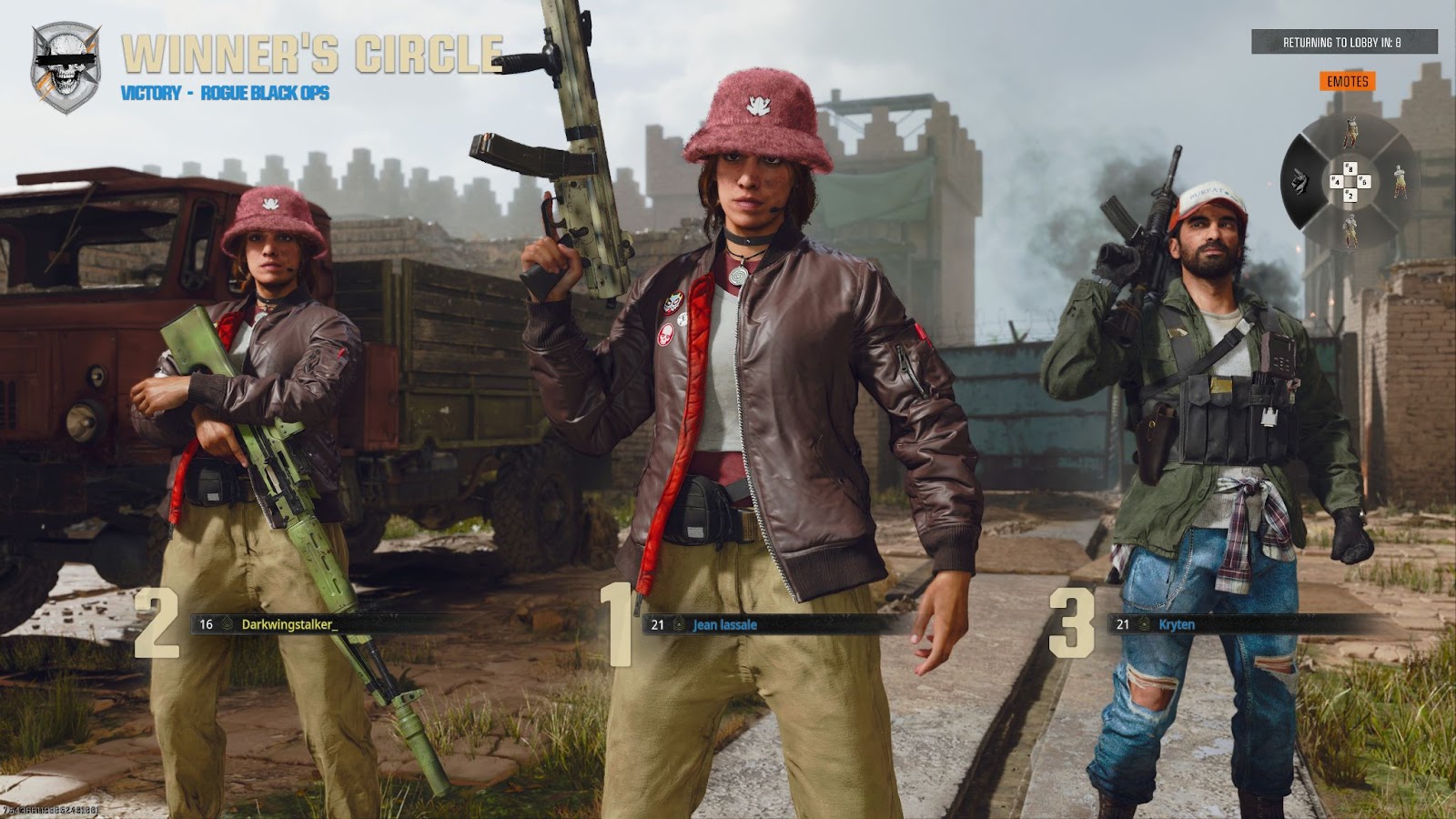 Operators clutching guns. 