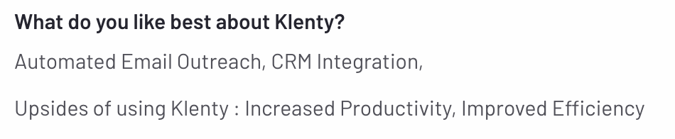 User reviews on Klenty's integration with LinkedIn