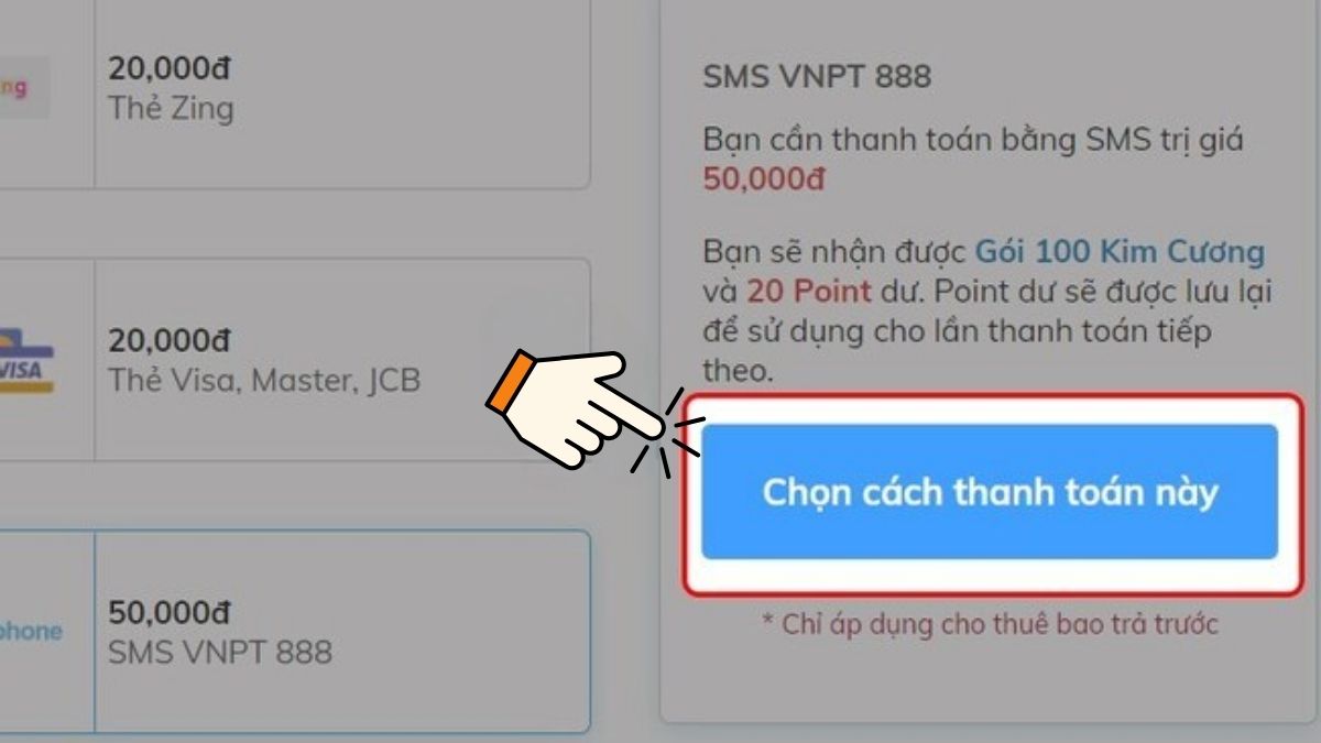 Nạp Gunpow với SMS bước 2