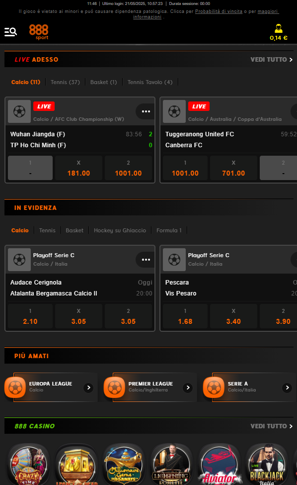 888casino sezione scommesse