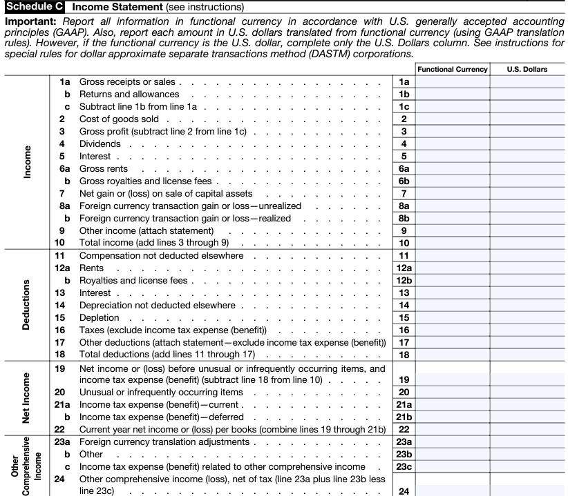 Schedule C - Income Statement